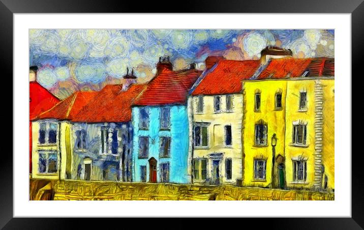 Hartlepool Houses Van Gogh Style Framed Mounted Print by Martyn Arnold