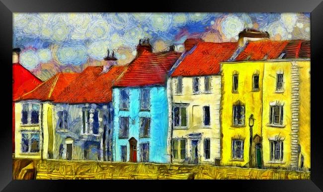 Hartlepool Houses Van Gogh Style Framed Print by Martyn Arnold