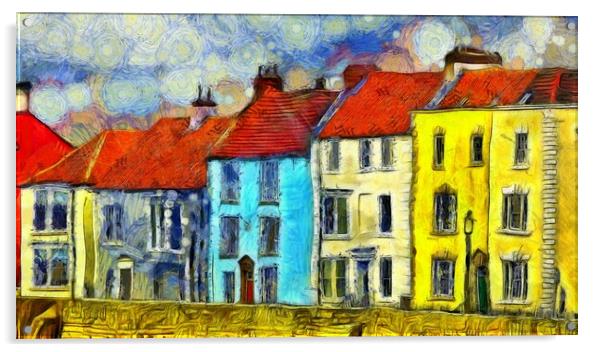 Hartlepool Houses Van Gogh Style Acrylic by Martyn Arnold