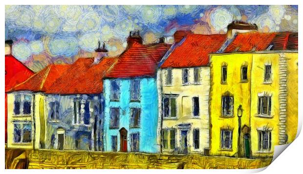 Hartlepool Houses Van Gogh Style Print by Martyn Arnold