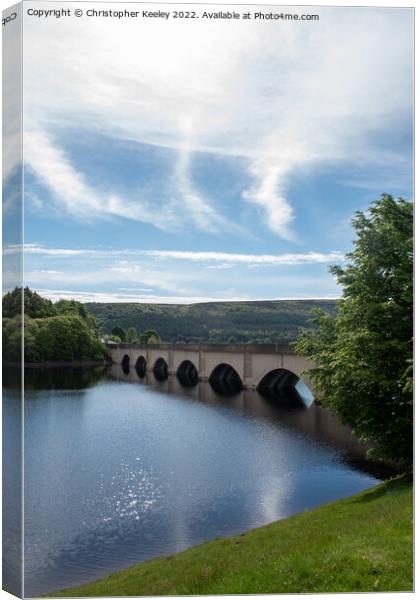 Blue skies over Ladybower Reservoi Canvas Print by Christopher Keeley