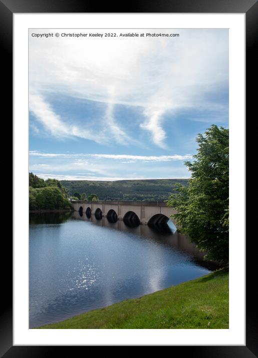 Blue skies over Ladybower Reservoi Framed Mounted Print by Christopher Keeley