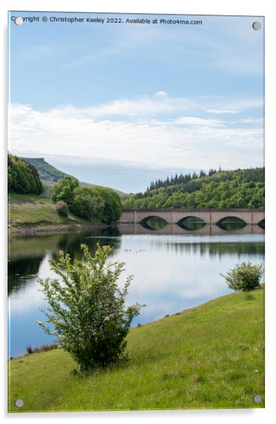 Blue skies at Ladybower Reservoir Acrylic by Christopher Keeley