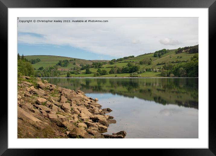 Summer reflections on Ladybower Reservoir Framed Mounted Print by Christopher Keeley