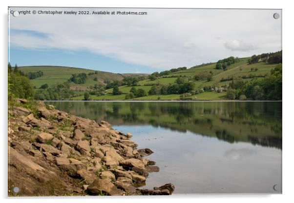 Summer reflections on Ladybower Reservoir Acrylic by Christopher Keeley