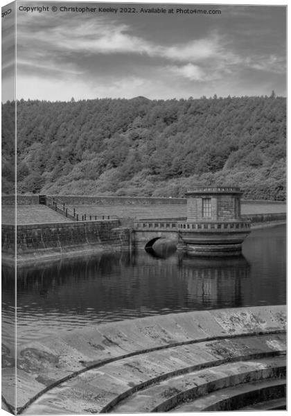 Ladybower Reservoir in monochrome Canvas Print by Christopher Keeley