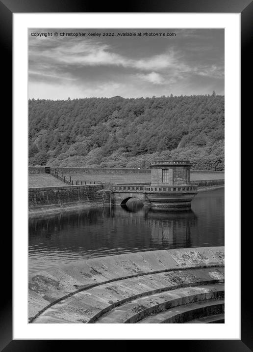 Ladybower Reservoir in monochrome Framed Mounted Print by Christopher Keeley