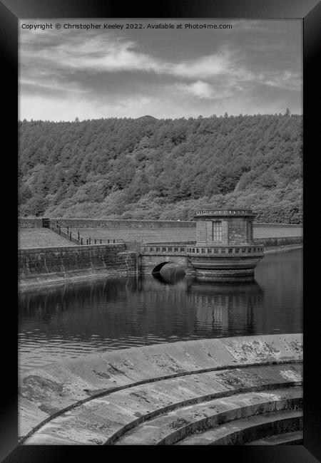 Ladybower Reservoir in monochrome Framed Print by Christopher Keeley