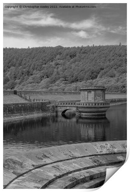 Ladybower Reservoir in monochrome Print by Christopher Keeley
