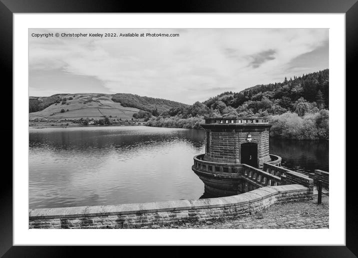 Ladybower Reservoir in black and white Framed Mounted Print by Christopher Keeley