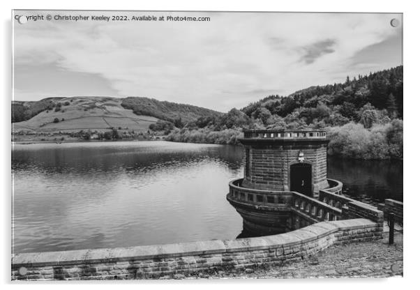 Ladybower Reservoir in black and white Acrylic by Christopher Keeley