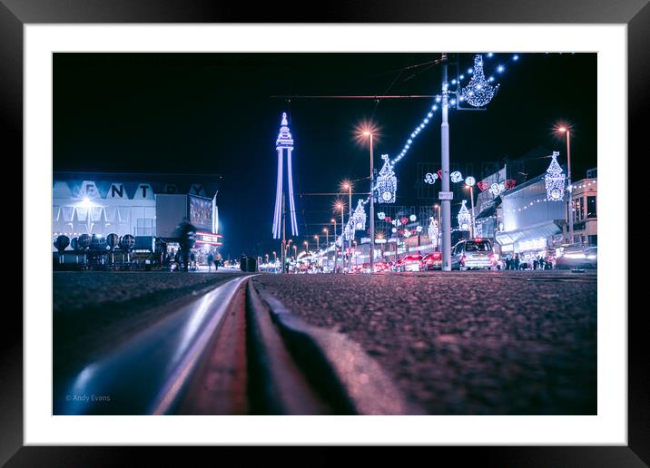 Blackpool By Night Framed Mounted Print by Andy Evans