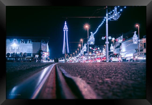 Blackpool By Night Framed Print by Andy Evans