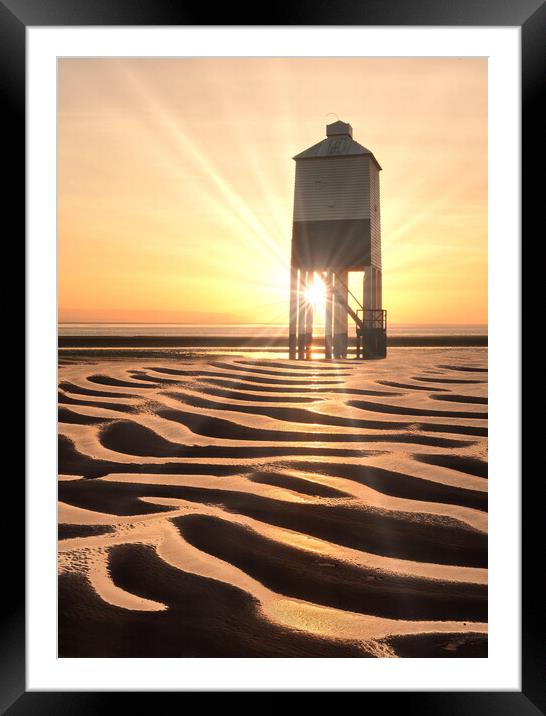 Low Lighthouse Sunbeams Framed Mounted Print by David Neighbour