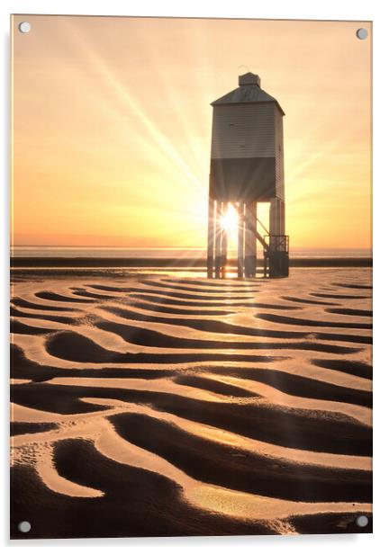 Low Lighthouse Sunbeams Acrylic by David Neighbour