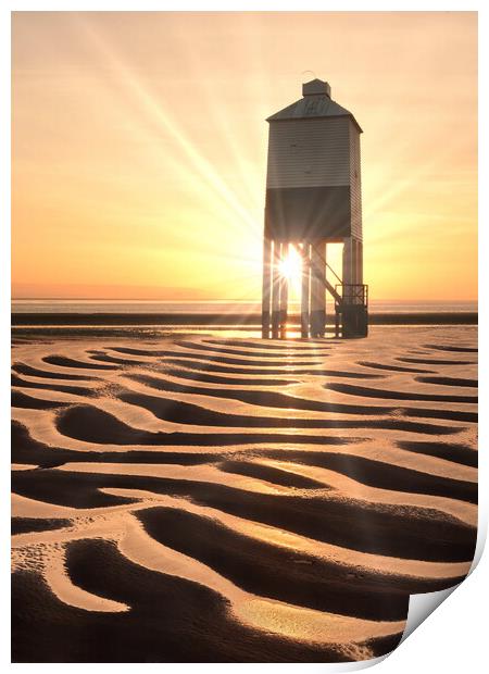 Low Lighthouse Sunbeams Print by David Neighbour