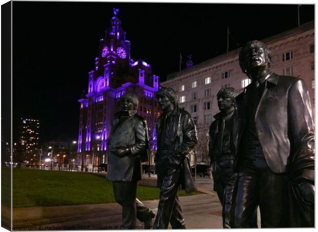 The Beatles, Liverpool Waterfront Canvas Print by Michele Davis