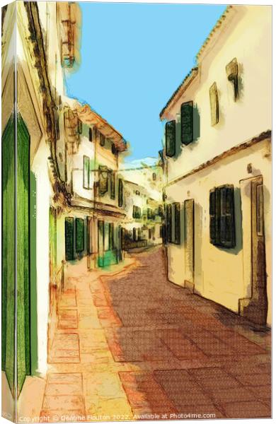 Summer Stroll in Painterly Mercadal Menorca Canvas Print by Deanne Flouton