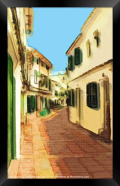 Summer Stroll in Painterly Mercadal Menorca Framed Print by Deanne Flouton