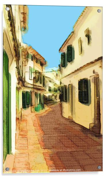 Summer Stroll in Painterly Mercadal Menorca Acrylic by Deanne Flouton