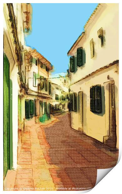 Summer Stroll in Painterly Mercadal Menorca Print by Deanne Flouton