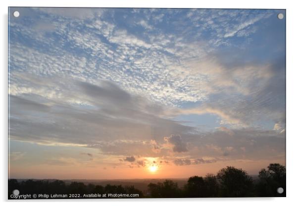 Sunrise with stratus clouds Acrylic by Philip Lehman