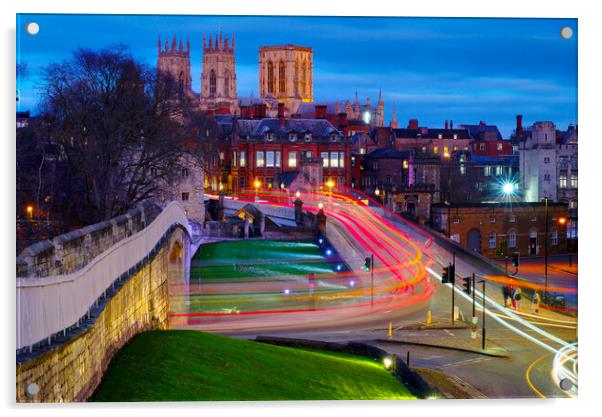 York City Wall By Night Acrylic by Alison Chambers