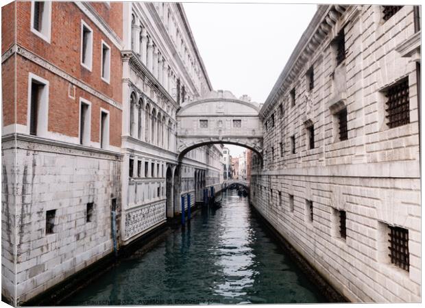 Bridge of Sighs at the Doges Palace in Venice Canvas Print by Dietmar Rauscher