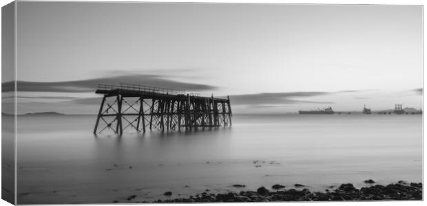 Carlingnose Pier black and white  Canvas Print by Anthony McGeever