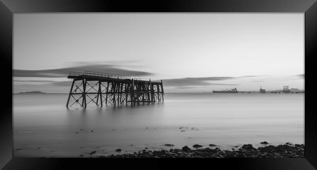 Carlingnose Pier black and white  Framed Print by Anthony McGeever