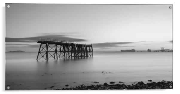 Carlingnose Pier black and white  Acrylic by Anthony McGeever