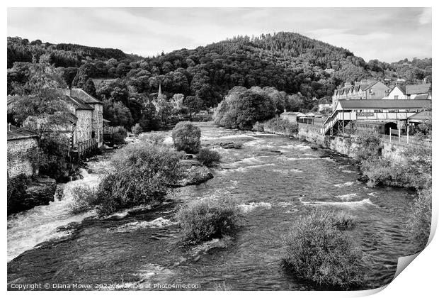 The River at Llangollen Monochrome Print by Diana Mower