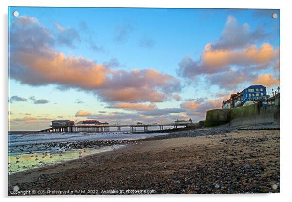 Cromer Pier Side View Acrylic by GJS Photography Artist