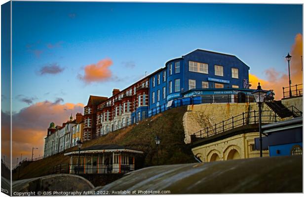 Clifftop Buildings at Cromer Canvas Print by GJS Photography Artist