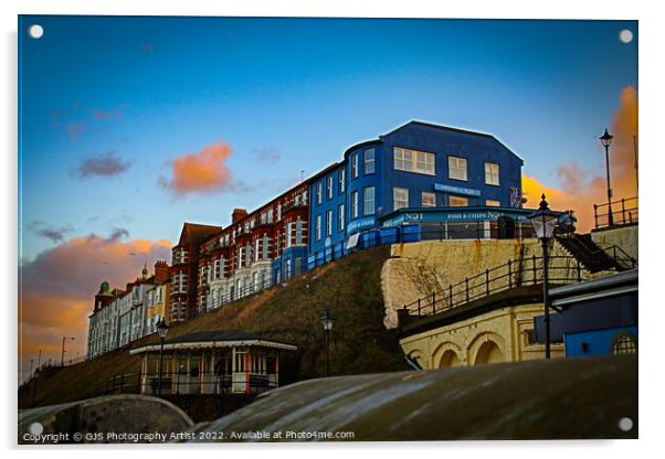 Clifftop Buildings at Cromer Acrylic by GJS Photography Artist