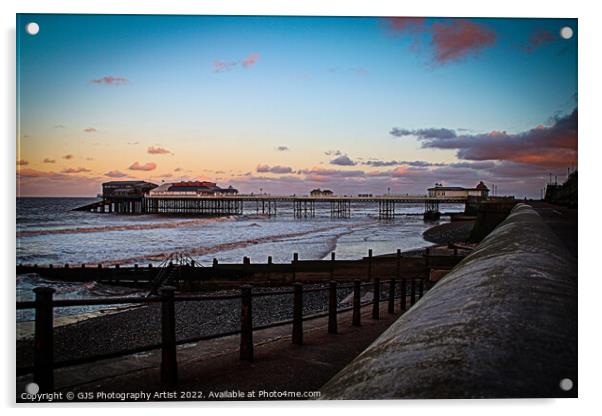 Cromer Pier looking along the Seawall Acrylic by GJS Photography Artist