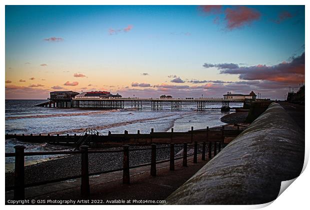 Cromer Pier looking along the Seawall Print by GJS Photography Artist
