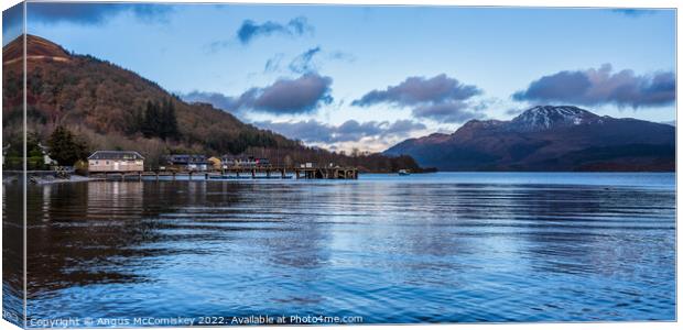 Luss Pier and Ben Lomond Panorama Canvas Print by Angus McComiskey