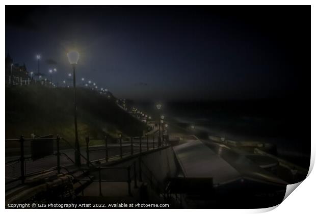 Lights On Seafront Print by GJS Photography Artist