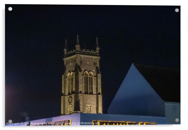 Cromer Church Clock Tower Lit up Acrylic by GJS Photography Artist