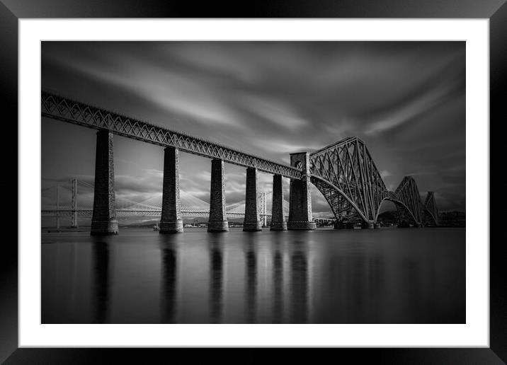 High tide at Forth rail Bridge in  mono Framed Mounted Print by JC studios LRPS ARPS