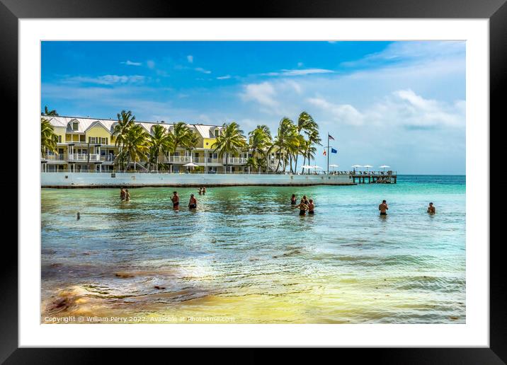 Colorful Higgs Memorial Beach Park Swimmers Key West Florida Framed Mounted Print by William Perry