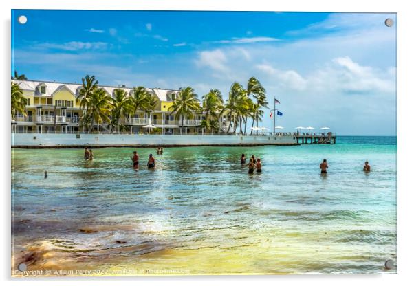 Colorful Higgs Memorial Beach Park Swimmers Key West Florida Acrylic by William Perry