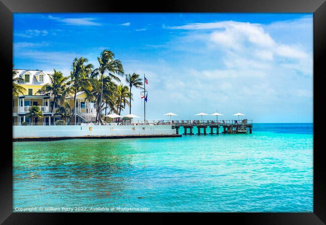Colorful Higgs Memorial Beach Park Pier Key West Florida Framed Print by William Perry
