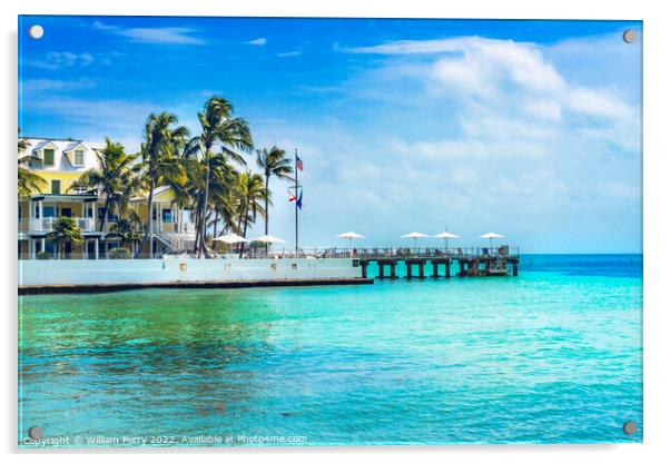 Colorful Higgs Memorial Beach Park Pier Key West Florida Acrylic by William Perry