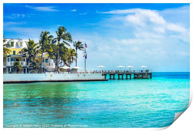 Colorful Higgs Memorial Beach Park Pier Key West Florida Print by William Perry