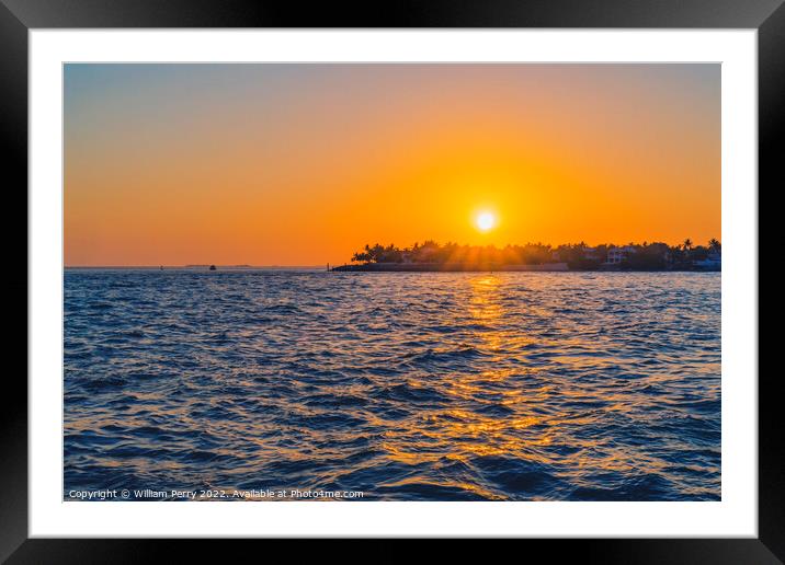 Sunset Mallory Square Dock Key West Florida Framed Mounted Print by William Perry
