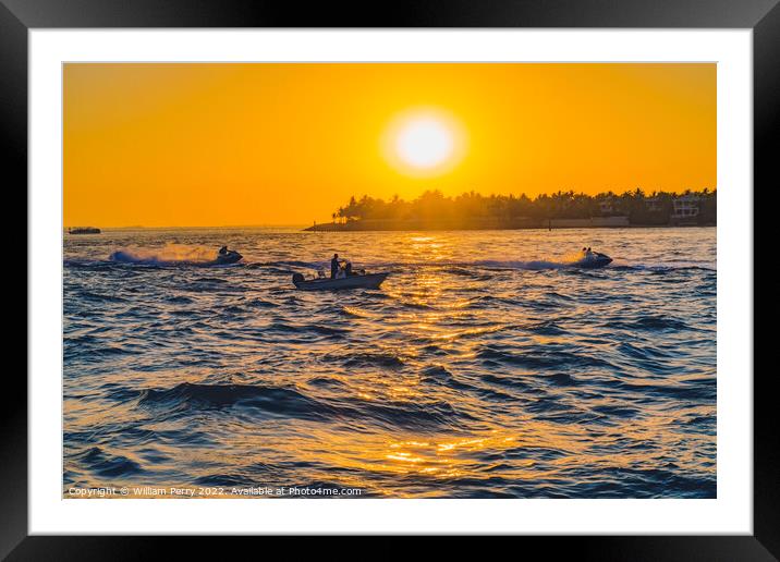 Sunset Mallory Square Dock Key West Florida Framed Mounted Print by William Perry