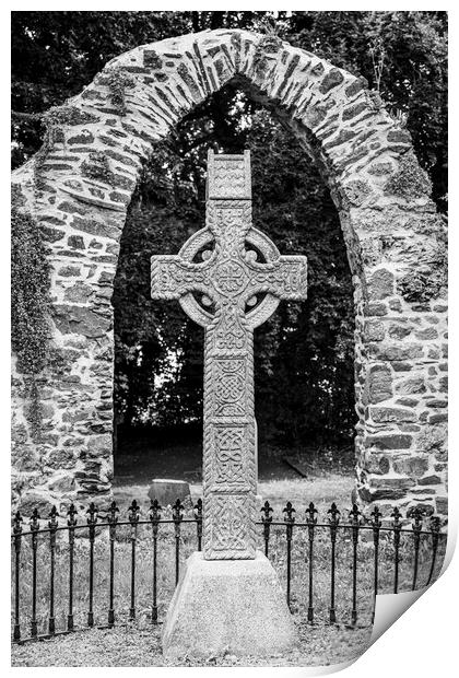Celtic cross and stone arch Ireland Print by Phil Crean