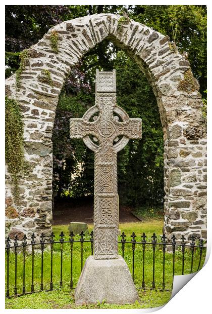 Celtic cross and stone arch Ireland Print by Phil Crean